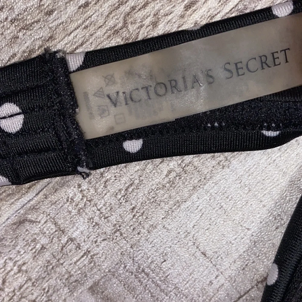 Victoria’s Secret black polka dot swim bikini top size 36A